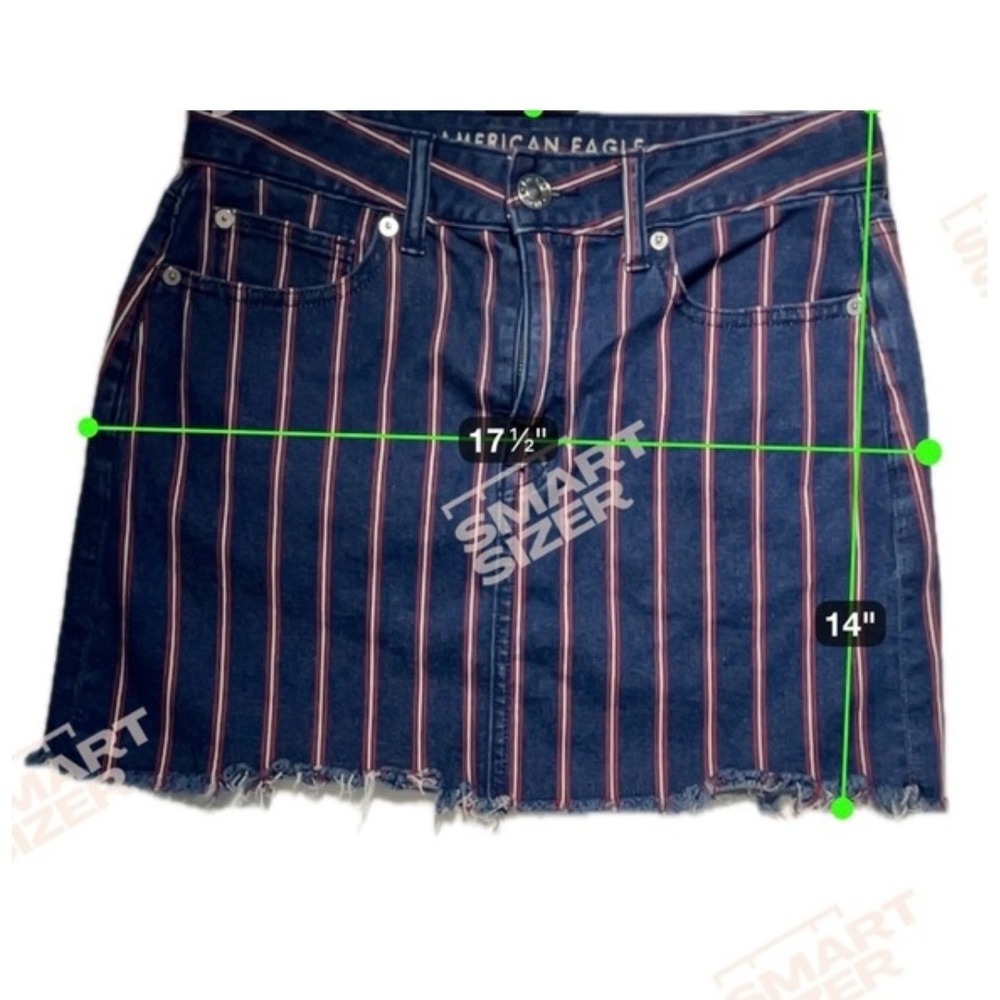 American Eagle Outfitters Preppy Vertical Stripe Denim‎ Mini Skirt Women's 6 - Picture 4 of 7